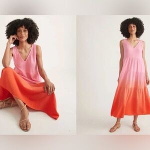 Marine Layer Women's Corine Double Cloth Maxi Dress Sz. XL Color Pink Dip Dye